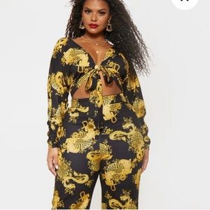 Black & Gold Chain Print Jumpsuit